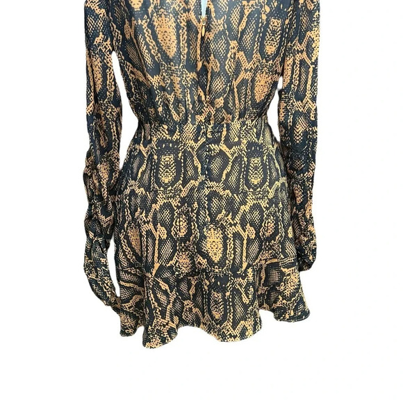 Finders Keepers Lana Snakeskin-Print Mini Dress Brown Black Size US 4 - Picture 10 of 12